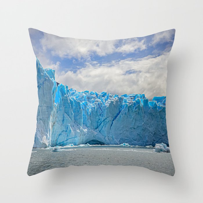 Argentina Photography - Blue Glacier Falling Into Water Throw Pillow