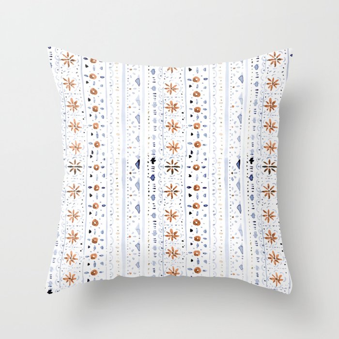 Boho Folk Stripe - crystal w design Throw Pillow