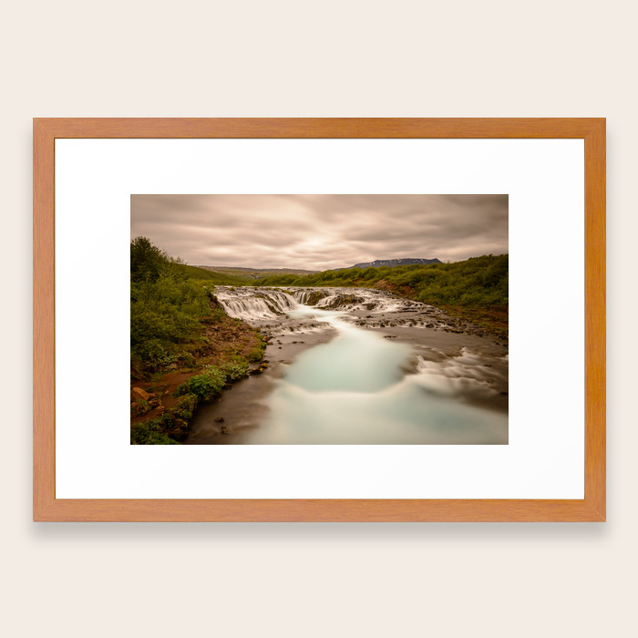 Iceland Waterfall Bruarfoss In Summer Photography Framed Art Print By Landscapephotoart Society6