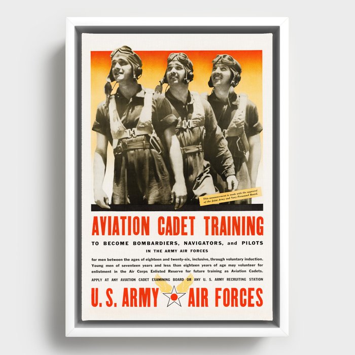 Aviation Cadet Training - Become Bombardiers, Navigators, and Pilots - WW2 Framed Canvas