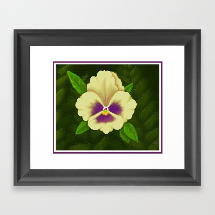 Pansy flower with leaves  Framed Art Print