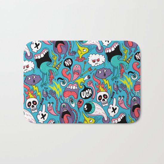 Doodled Pattern Bath Mat