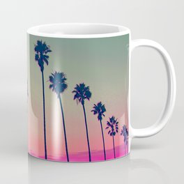 Pink Sunset, Palm Tree Silhouette Encinitas, California - Surfer Coffee Mug