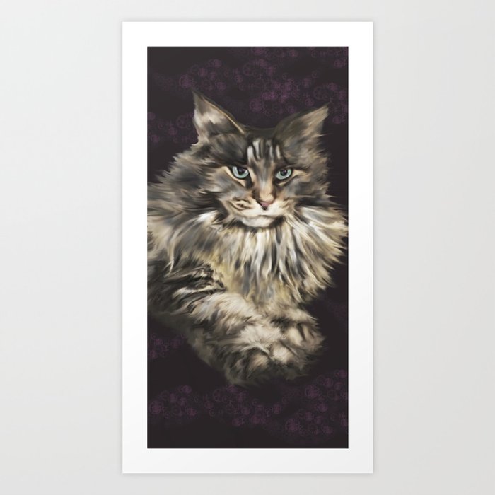 Peinture De Chat Cat Main Coon Art Print By Tayatamelie Society6