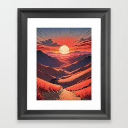 The Red Desert - A Contemporary Ukiyo-e Nature Landscape Framed Art Print