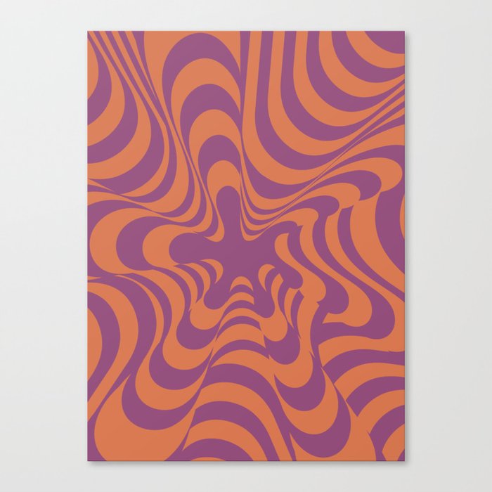 Abstract Groovy Retro Liquid Swirl Purple Orange Pattern Canvas Print