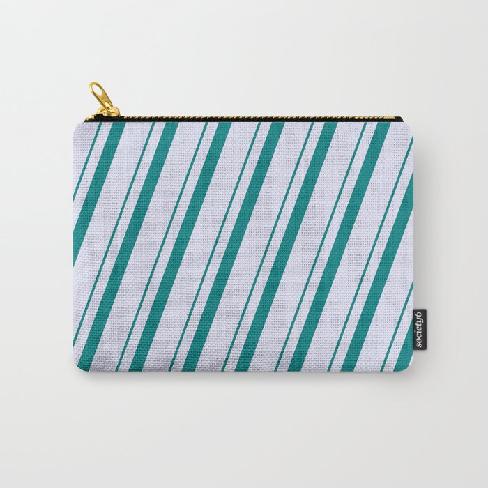 Teal & Lavender Colored Lines/Stripes Pattern Carry-All Pouch