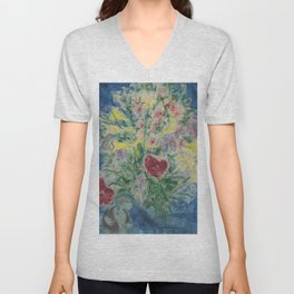Marc Chagall Amoureux Sous un Bouquet V Neck T Shirt