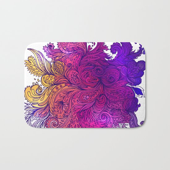 Purple Floral Indian Pattern Bath Mat