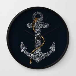 Anchor in Gold and Silver Wall Clock | City, Color, Silver, Anchor, Sailor, Hip, Boy, Gold, Sky, Peace 