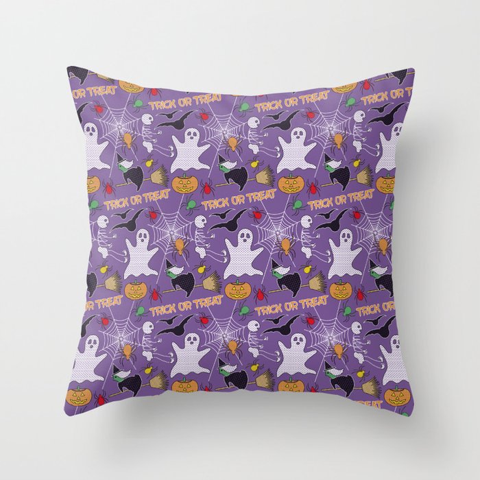 Halloween Embroidery Pattern Throw Pillow