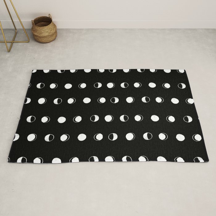 Linocut Moon Phase Black And White Minimal College Dorm Decor