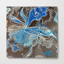 Moonlight Betta Fish Metal Print | Blackbackground, Fish, Gelinkpens, Dots, Bettafish, Patterns, Ink Pen, Linear, Metallicpens, Exotic 