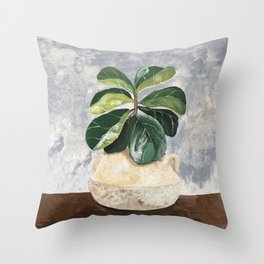 Fiddle Leaf Fig in Basket Throw Pillow