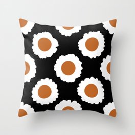 Mid Century Modern Flower Polka Dot Pattern // Terracotta, Potter's Clay, Black and White Throw Pillow