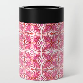 Pink and White Retro Modern Tropical Botanical Can Cooler