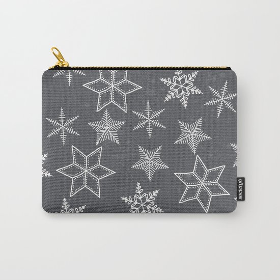 Snowflakes on grey background Carry-All Pouch