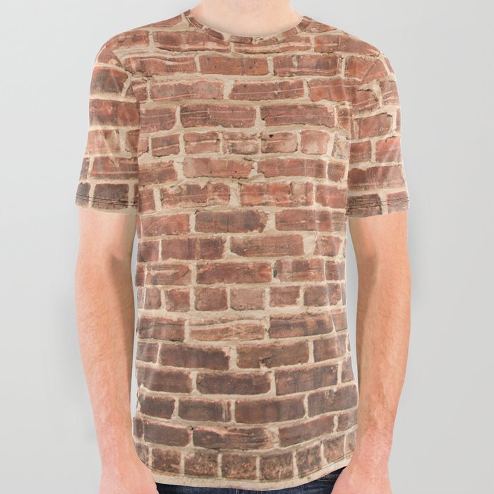 Brick Wall with Dark Gradient at Bottom All Over Graphic Tee