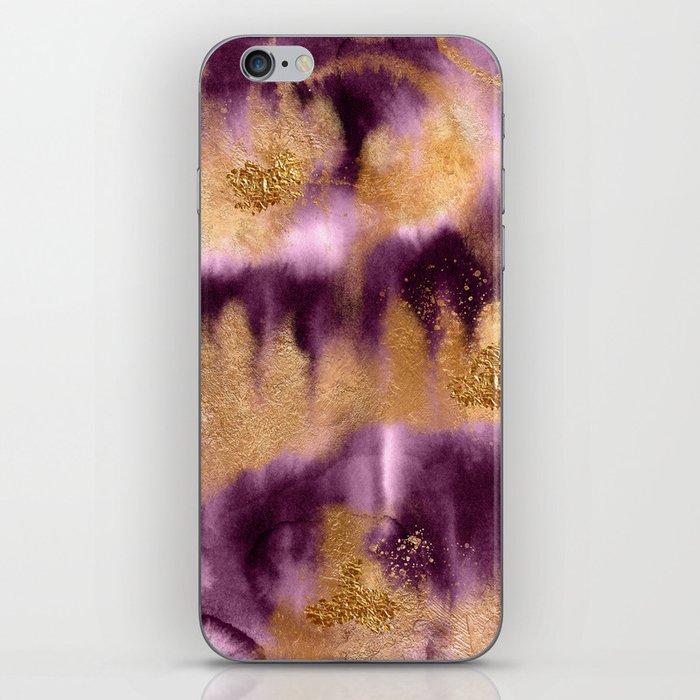 Purple Magenta And Gold Watercolor Texture iPhone Skin