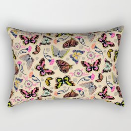 Colourful spring butterflies and flowers on sand Rectangular Pillow