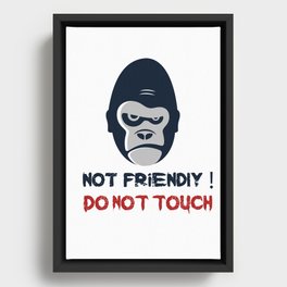 Not Friendly Do Not Touch! Grumpy Gorilla Face Drawing Framed Canvas