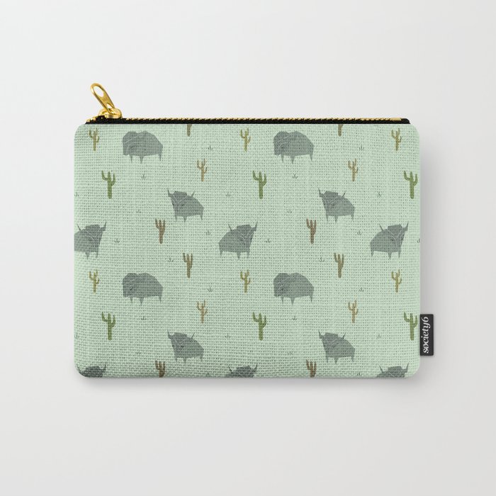Bison Pattern Pistachio Carry-All Pouch