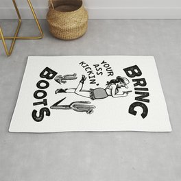 Bring Your Ass Kicking Boots! Cool Retro Cowgirl Gift Idea For Women Rug