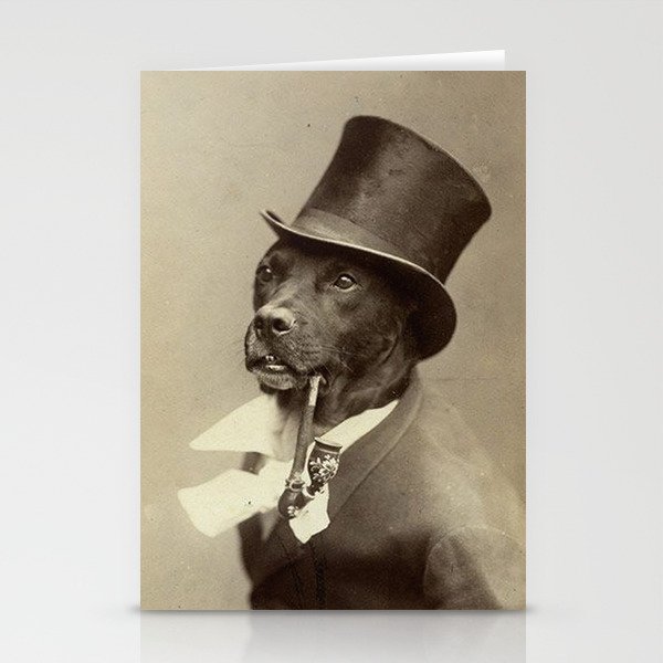 Dog in top hat with pipe vintage  Stationery Cards