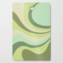 Retro Abstract Waves Lime, Olive Green, Light Green and Cream Cutting Board