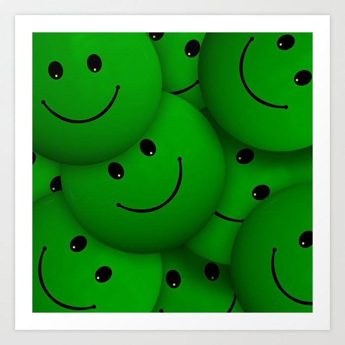 Green Smileys Art Print By Mehrfarbeimleben Society6