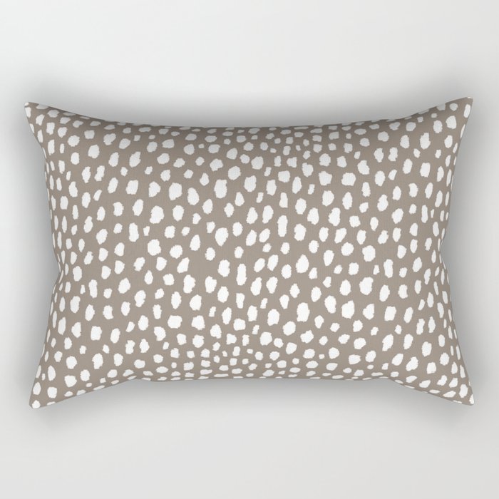 Handmade polka dot brush spots (white/taupe) Rectangular Pillow