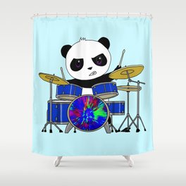 A Drumming Panda Shower Curtain