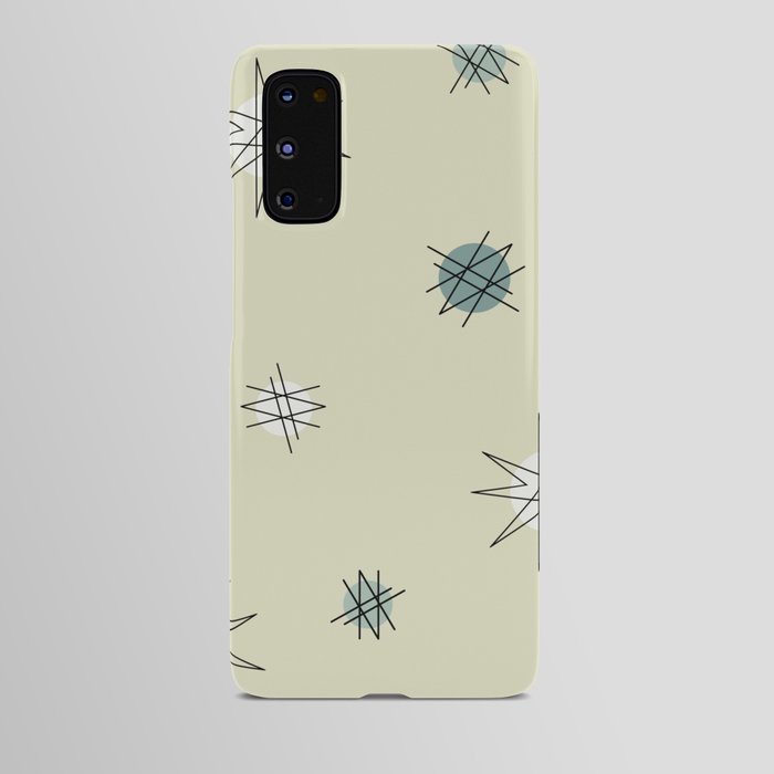 Atomic Age Starburst Planets Ivory Cream Green Android Case