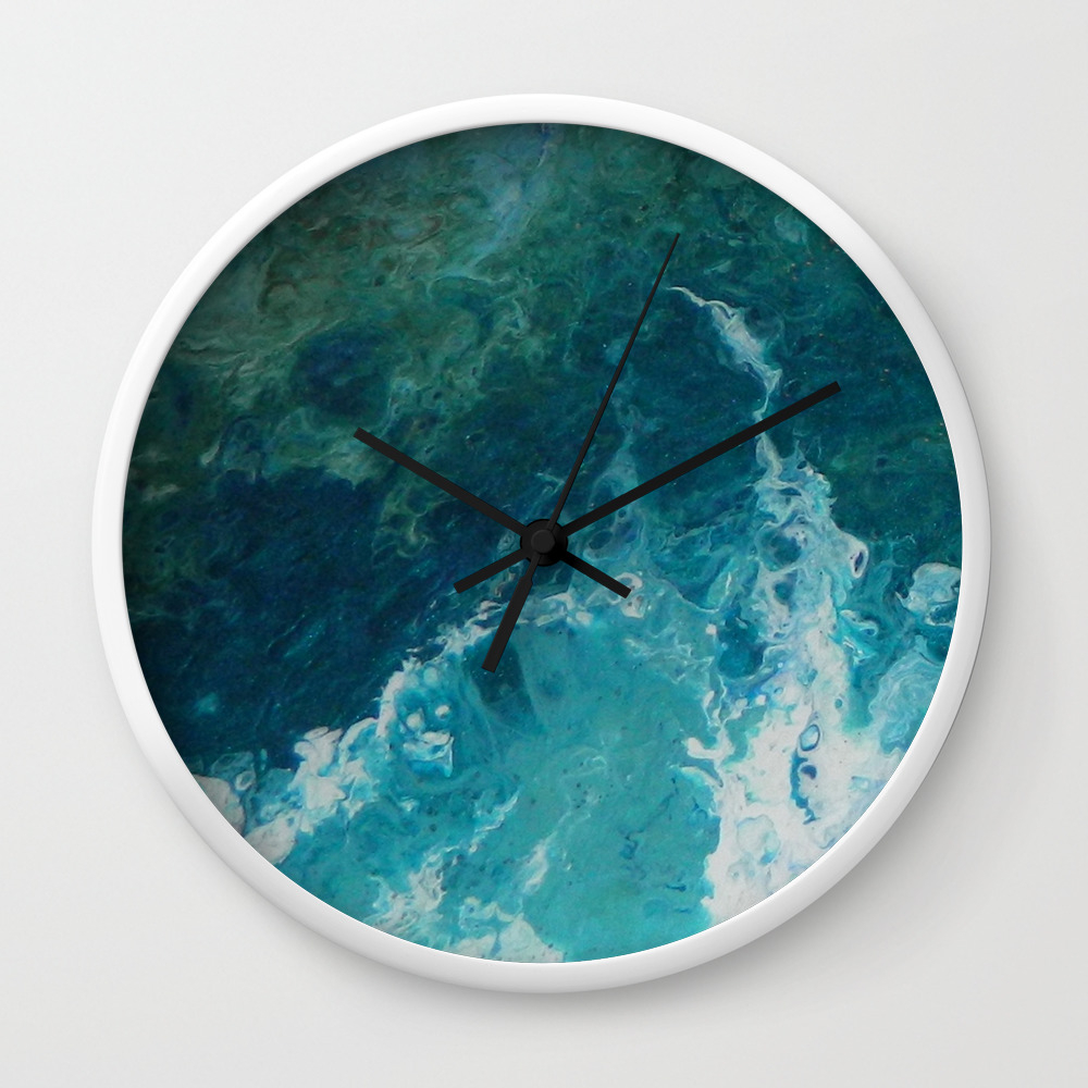 Ocean View Abstract Acrylic Fluid Painting Wall Clock By