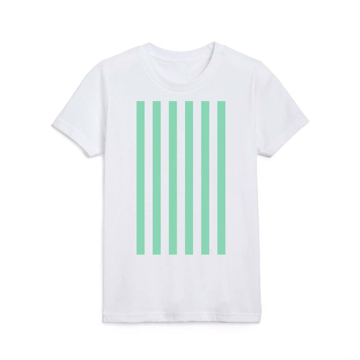 Vertical Stripes (Mint & White Pattern) Kids T Shirt