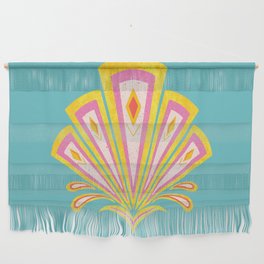 Yellow and turquoise Art Deco motif Wall Hanging