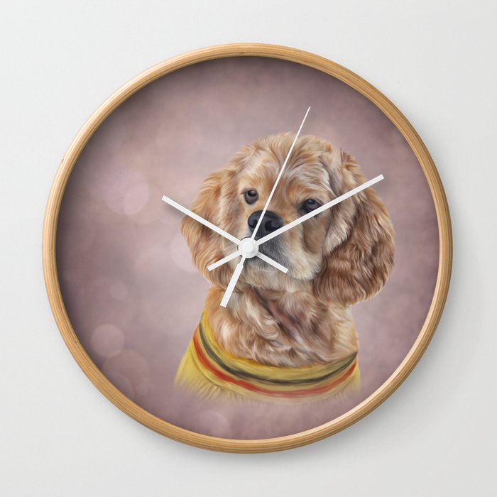 Drawing Dog breed Spaniel Wall Clock