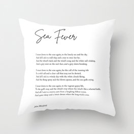 Sea Fever - John Masefield Poem - Literary Print 1 - Typography Throw Pillow