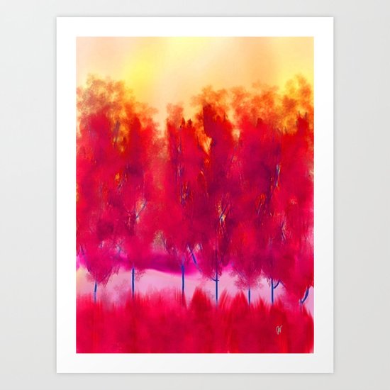 Sunset in Fall Abstract Landscape Art Print