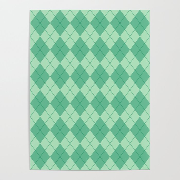 Green Seamless Argyle Pattern Poster