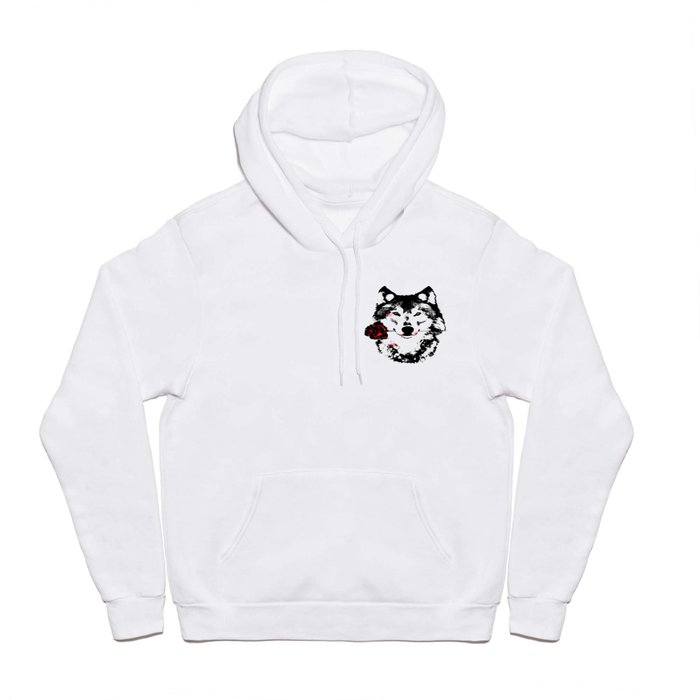 Wolf blood stained, holding a red rose. Hoody