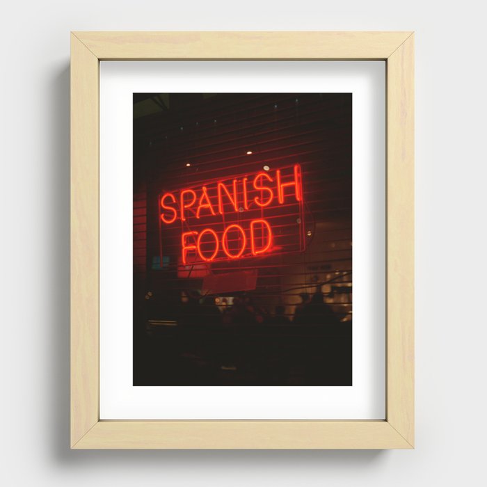 Spanish Food Kitchen Sign Recessed Framed Print