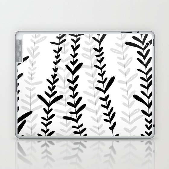 Black and White Leaves Pattern Design Laptop & iPad Skin