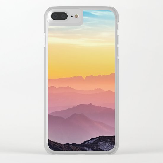 sky blue yellow orange purple Clear iPhone Case