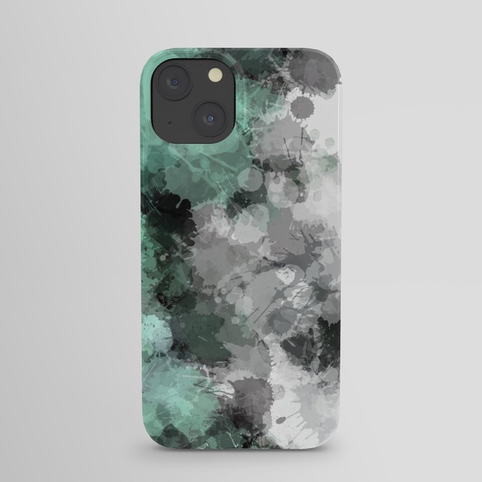 Mint Green Paint Splatter Abstract iPhone Case