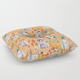 Penguins mushroom family - orange Floor Pillow