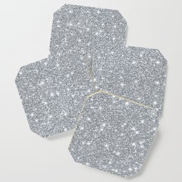 Silver Faux Elegant Glitter Sparkle Coaster