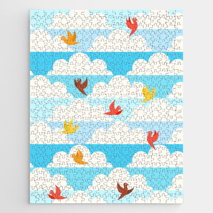 Colorful Birds In The Clouds Jigsaw Puzzle