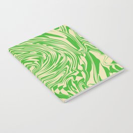 Psychedelic Warped Marble Wavy Checkerboard in Green and Cream Notebook