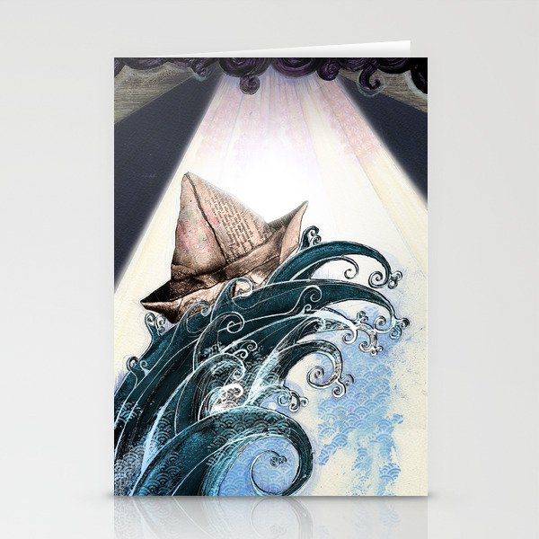 Origami Boat on a Wave Stationery Cards
